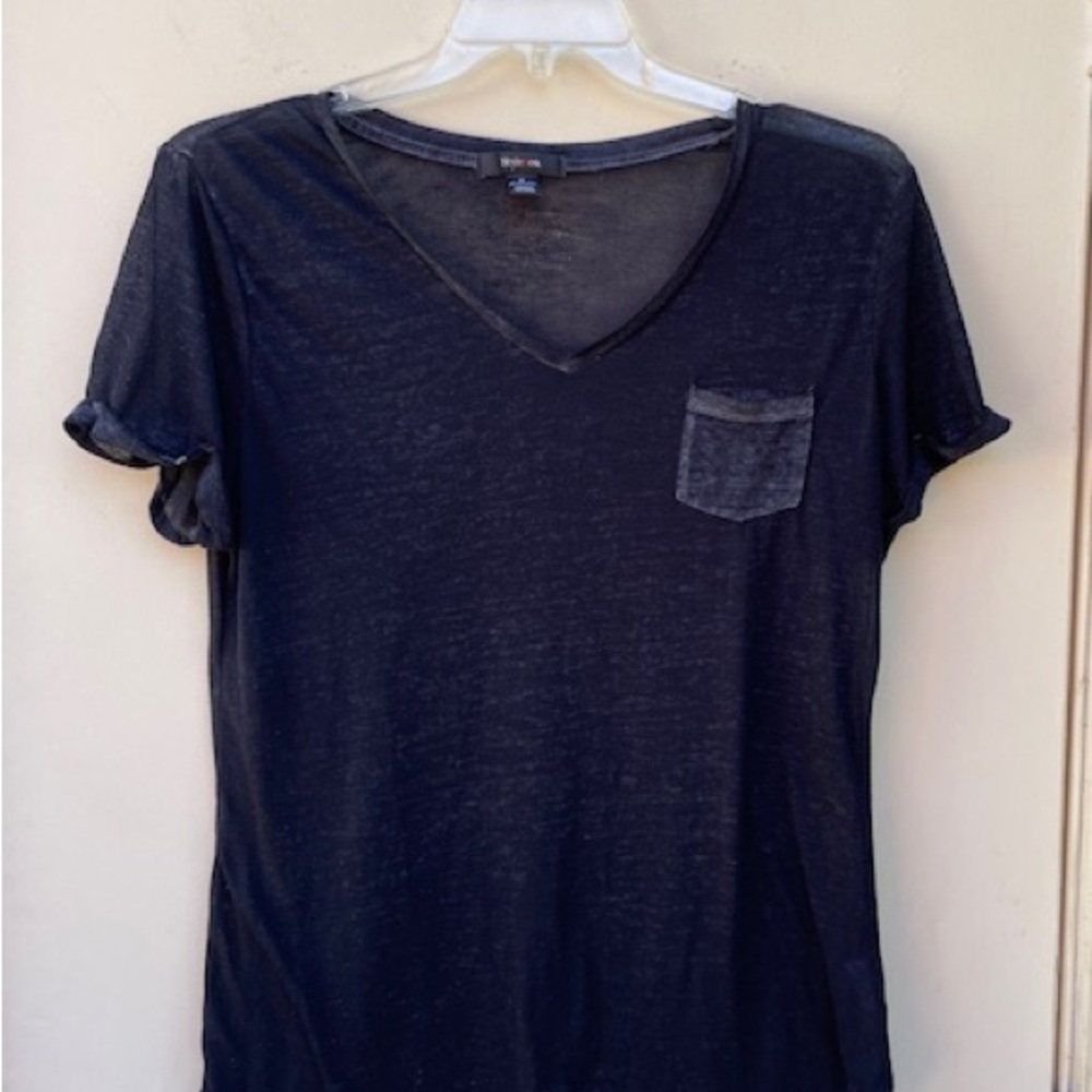 Style & Co Black Sheer T-shirt Sz Med